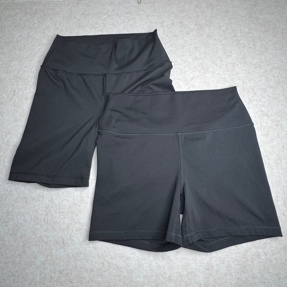 Yogalicious Lux Black High Waist Athletic Yoga Gym Bike Shorts Size XL Lot of 2 - Picture 1 of 6